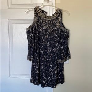 Cold Shoulder Embroidered Tunic